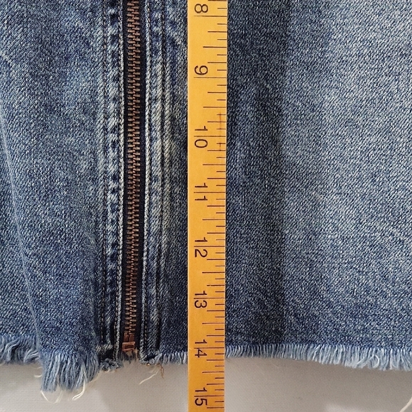 FREE PEOPLE We The Free Zipper Front Denim Mini  Skirt - Blue Size29 New - Picture 7 of 9